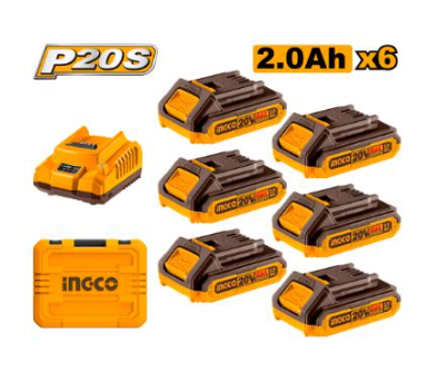 P20S Lithium-ion Battery And Charger Kit (20V) (6 x 2Ah Battery)